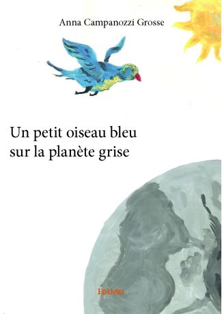 Un petit oiseau bleu sur la planète grise